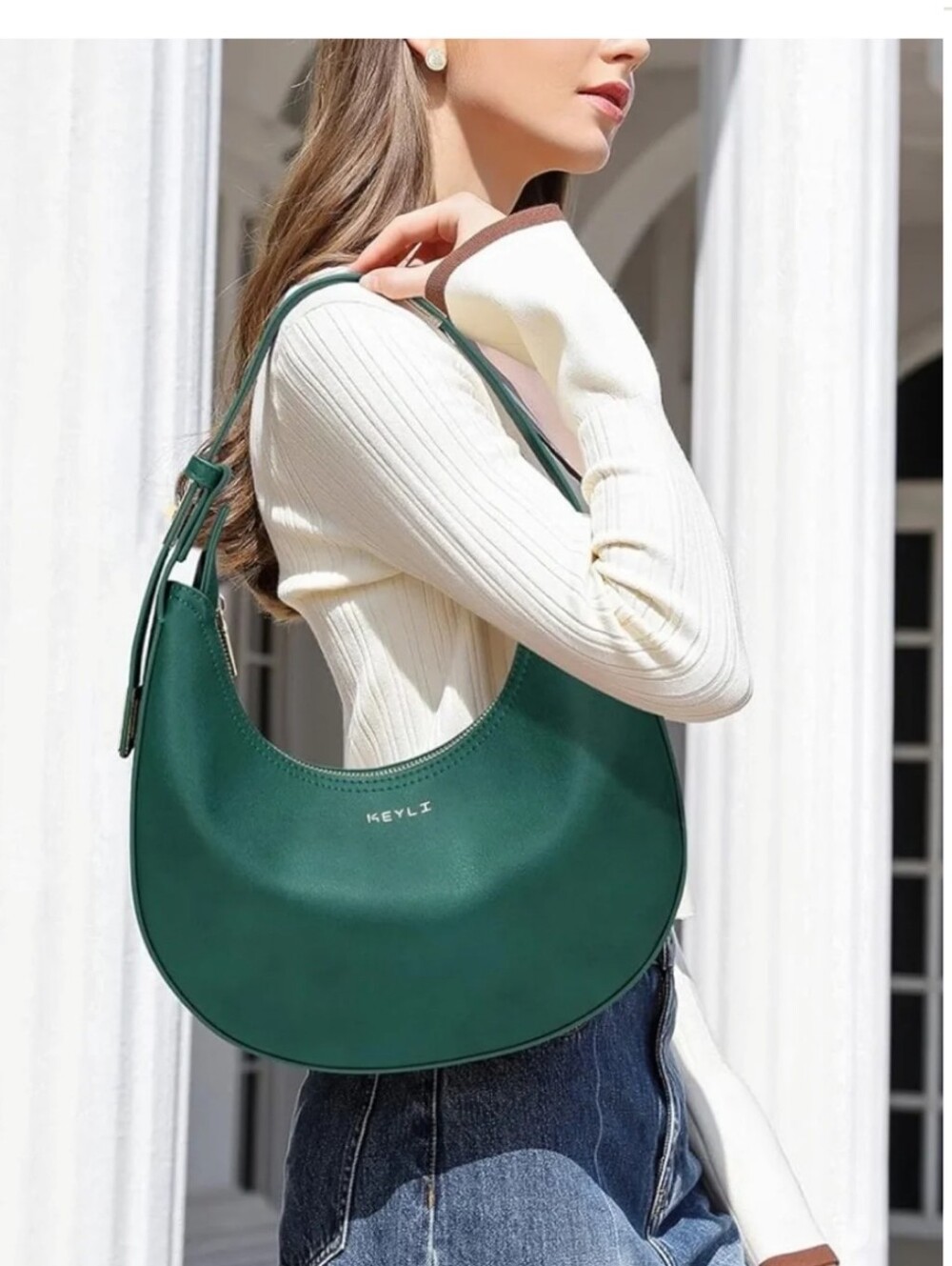 Keyli Green Crescent Shoulder Bag